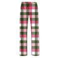thumbnail image 3 of KeShDi Pajama Pants Plaid Pants for Women Striped Pants Women's Home Pocket Print Pajamas Daily Home Clothes Long Pants Pink L, 3 of 4