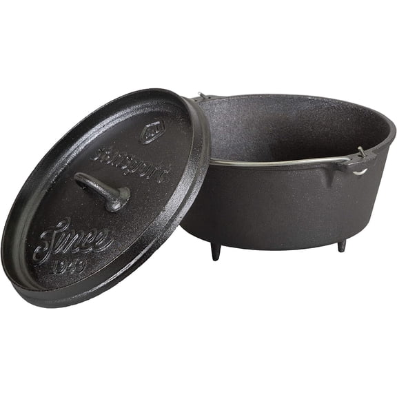 Pre-Seasoned Cast Iron Dutch Oven with Legs - 4 Quart Heavy Duty Cooking Pot for Camping and Home