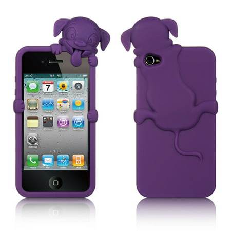 Insten High-End Dog Design Silicone Skin Back Gel Soft Case Cover For Apple iPhone 4 / 4S -