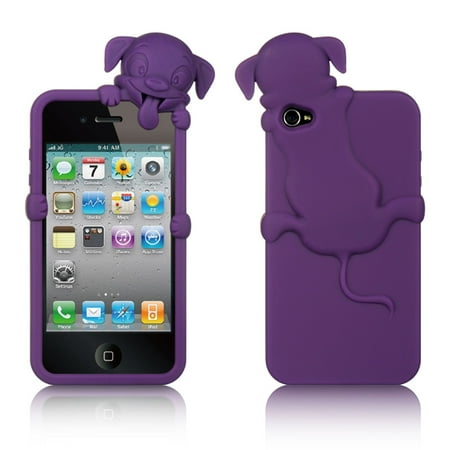 Insten High-End Dog Design Silicone Skin Back Gel Soft Case Cover For Apple iPhone 4 / 4S - (Best External Battery For Iphone 4s)