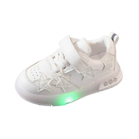 

Caqnni Casual Shoes LED Light Up Sneakers Shoes Baby Toddler Boys Girls Birthday Present Walking Sneakers (White 25)