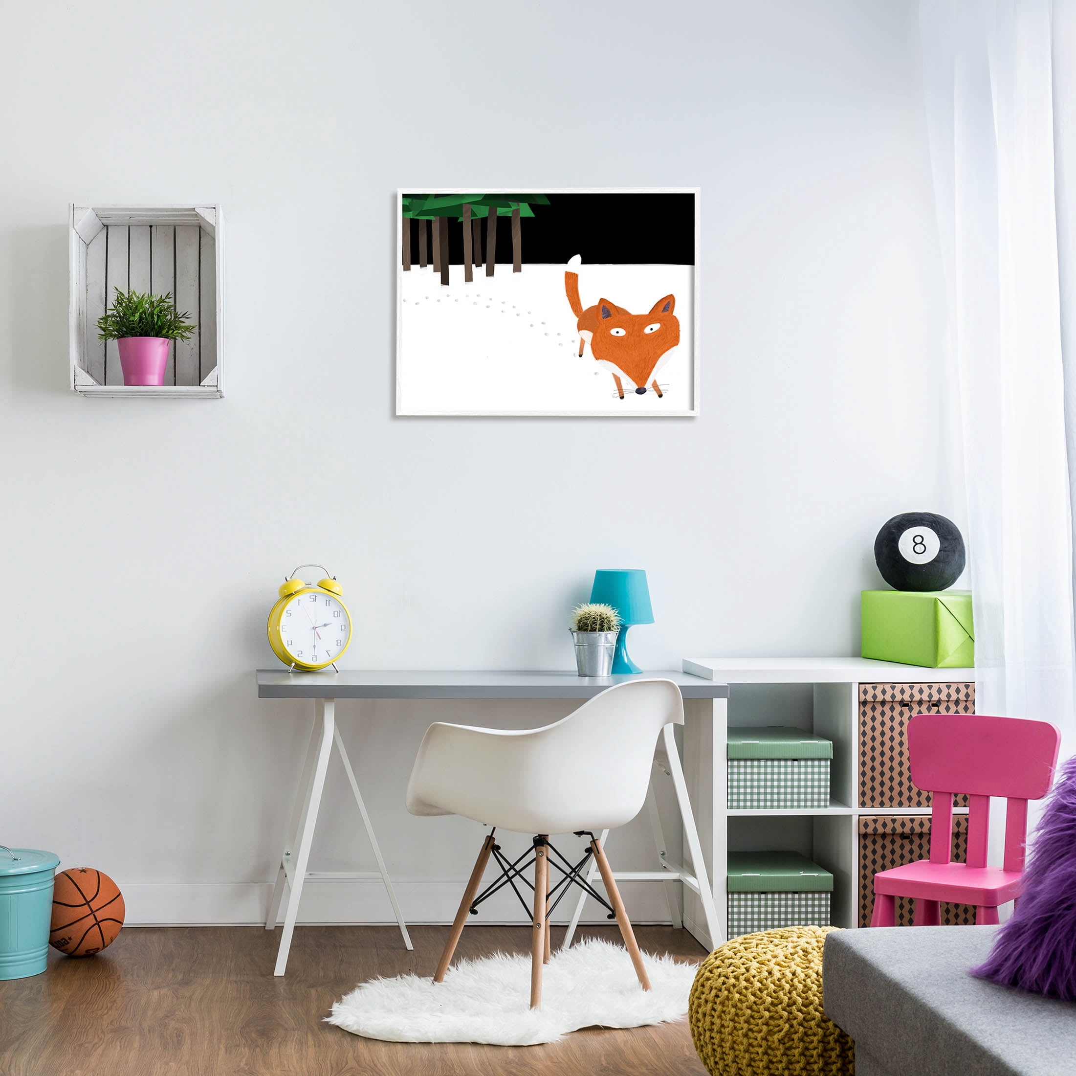 Stupell Industries Snowy Fox Paw Prints Graphic Art White Framed Art Print Wall Art, Design by Carla Daly