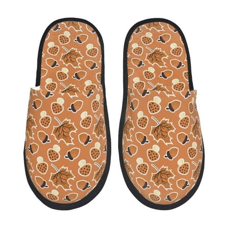 Balery Mushroom maple nuts Slient Indoor Furry Fleece Comfort House Shoes Soft Non-Slip Home Shoes Cotton slippers House Slippers-- Medium