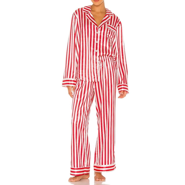 SUNSIOM Ensemble de Pyjama de Noël pour Femmes, Chemise à Manches Longues Rayée avec Pantalon Vêtements de Nuit Vêtements de Détente