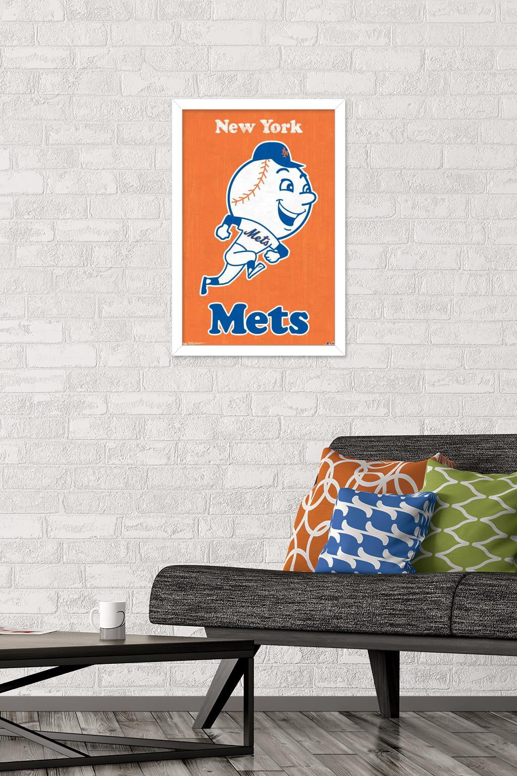 MLB New York Mets - Retro Logo 11 Wall Poster, 14.725" x 22.375", Framed