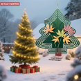 thumbnail image 2 of Stylized Metal Christmas Tree Wind Spinner - Green Background with Autumn Leaves Design - Perfect for Yard & Garden Decor, 2 of 7