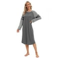 thumbnail image 2 of Xmarks Nightgowns for Women Sleepshirt Raglan Long Sleeve Pajama Shirt Soft Sleep Dress Striped Loungewear Nightshirt Gray S-2XL, 2 of 15
