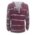 thumbnail image 5 of Blusa informal de manga larga para mujer, cuello en V, botones estampados a rayas, camisas con capucha, Tops, sudaderas Fridja  ghj987+6372, 5 of 5