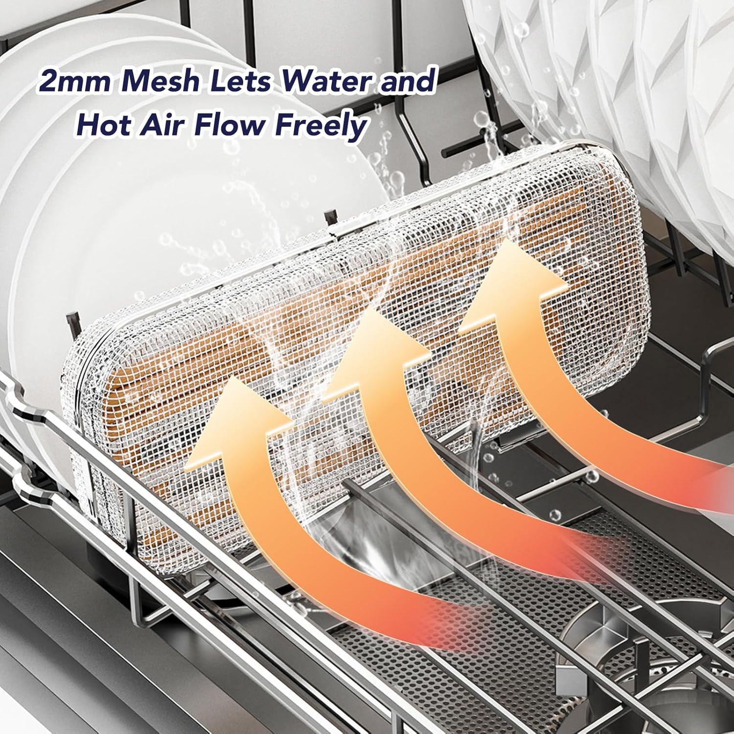 ABPETE Dishwasher Basket, 18/8 Food-Grade Stainless Steel Dishwasher Basket for Small Item, Bottle Accessories, Scoops, Forks, Chopsticks Cleaning, Middle