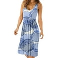 thumbnail image 3 of Womens Dress Dress Femmes Robes d'Été Courtes Décontractées Col Débardeur Plage Été Dress Robe d'Été Imprimée Femmes Ronde Adulte Female Vêtements Bleus Taille m, 3 of 6