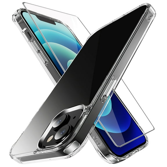 TASHHAR iPhone 14 Plus Case with Screen Protector 2 in 1 Reinforced Corners Protection Anti Scratch Transparent Shockproof Durable Non-Yellowing Crystal Clear for iPhone 14 Plus 6.7 inch 2022 Phone