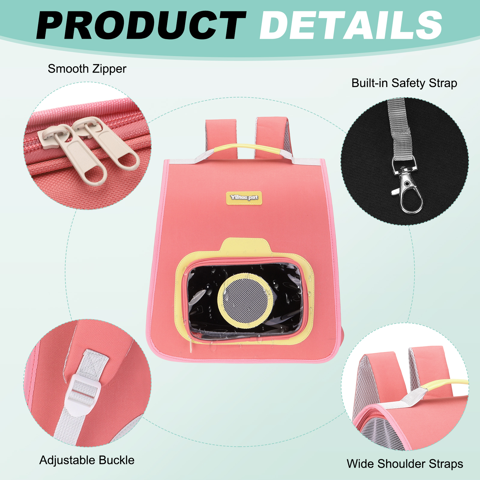 Cat Backpack Carrier, Large Space & Foldable, Breathable Pet Hiking Travel Backpack Pink