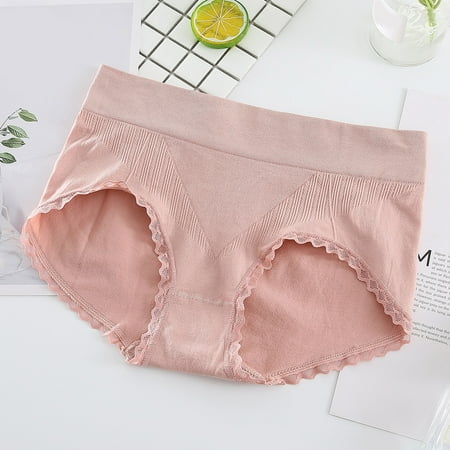 

〖TOTO〗Women Panties Womens Cotton Bikini Panties Lace Trim Underwear Mid Waist Panties Soft Breathable Stretch Ladies Briefs 1 Pack