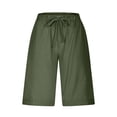 thumbnail image 3 of Jxximdong Cargo Shorts for Women, Casual Solid Side Pockets Pants Shorts Elastic Waist Pockets Daily Mid Long Lace Shorts, Green Women's Casual Shorts, 3 of 6