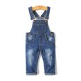 thumbnail image 1 of KIDSCOOL SPACE Little Girl Boy Ripped Denim Cute Slim Pants Jean Overalls,Deep Blue,3-4 Years, 1 of 6