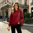 thumbnail image 3 of IAJDKMEK Sweatshirts for Women Loose Fit Round Neck — Long Sleeve Top, Fall Tops for Women Solid Casual Wear, 3 of 7