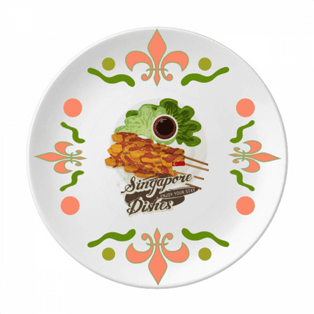 

Traditional Singapore Satay Dish Flower Ceramics Plate Tableware Dinner Dish