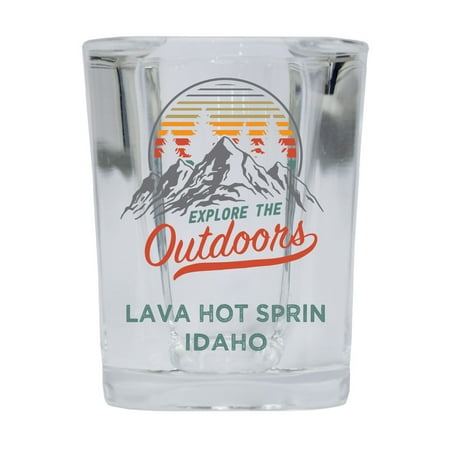 

Lava Hot Sprin Idaho Explore the Outdoors Souvenir 2 Ounce Square Base Liquor Shot Glass 4-Pack