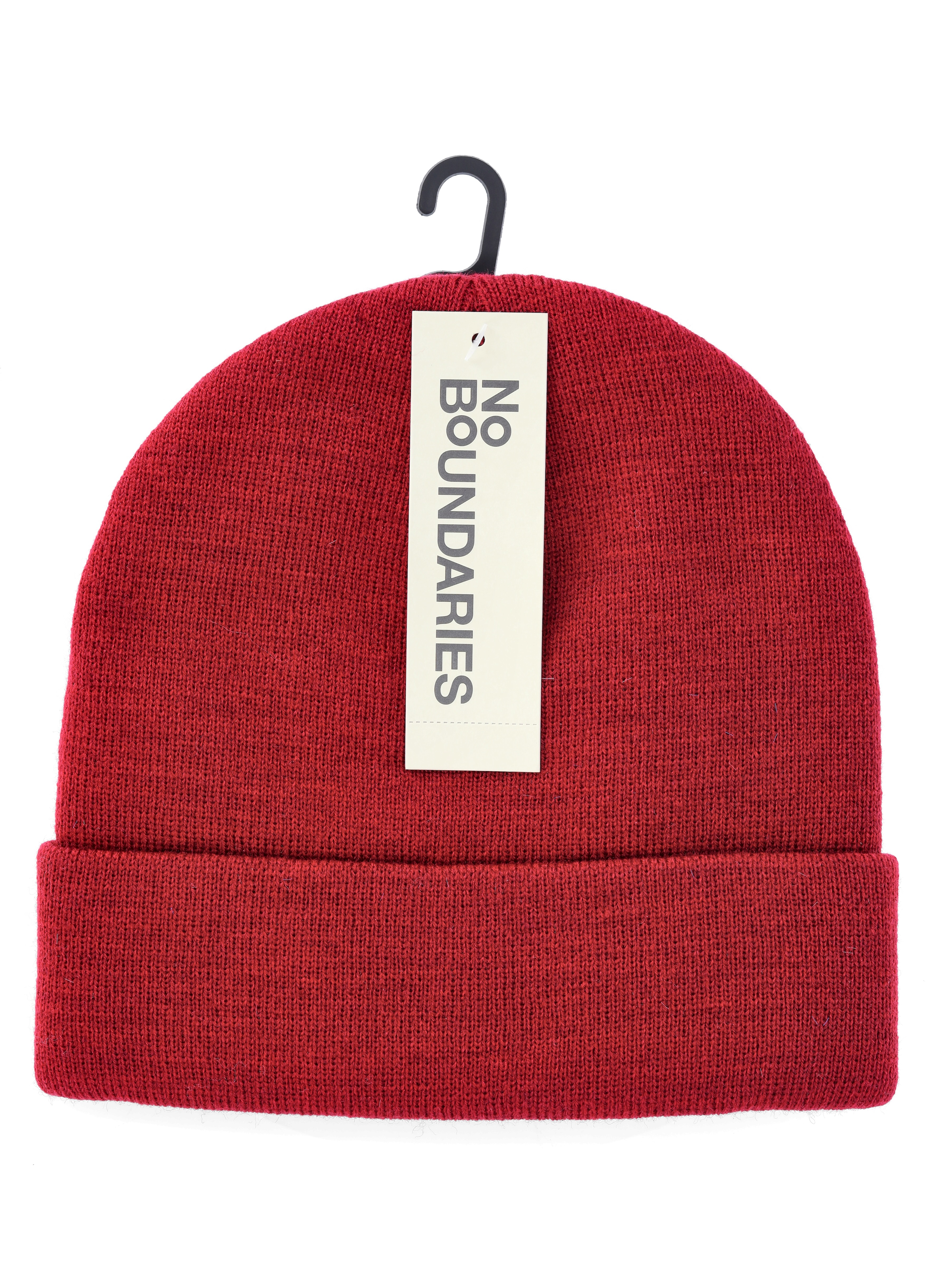 No Boundaries Women's Flat Knit Beanie, One Size, Sparkling Merlot