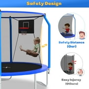 SEGMART 10ft Trampoline for Kids with Basketball Hoop and Enclosure Net/Ladder,Blue