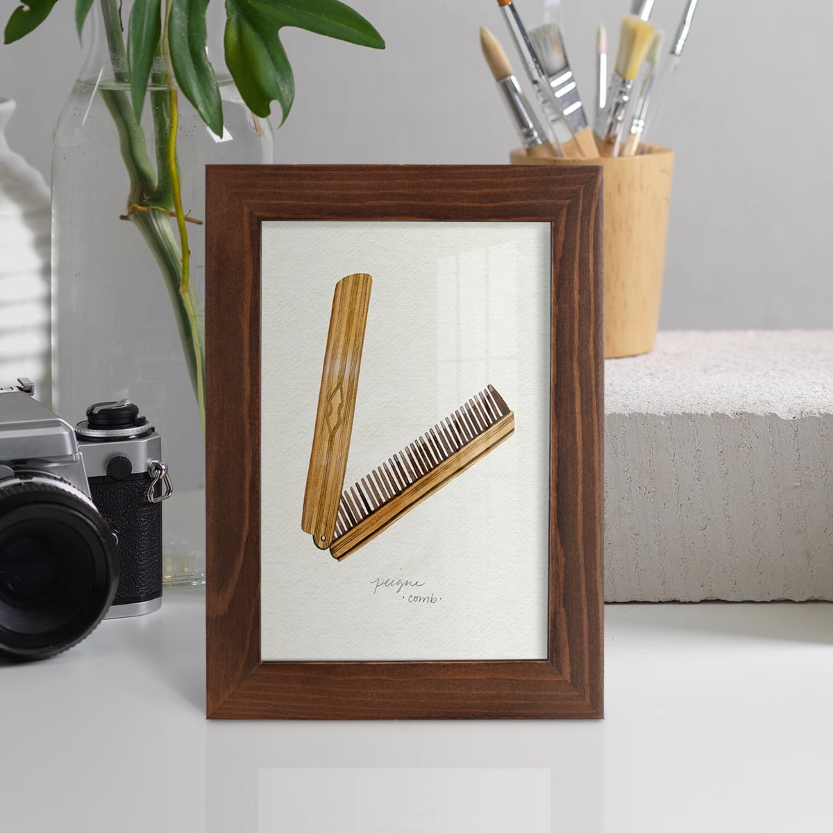 Gilded Toiletries IV - Framed Print w/glass - Chestnut