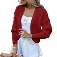 thumbnail image 2 of Women's Fashion Long Sleeve Open Front Knit Cropped Cardigan Sweaters Solid Color Casual Drop Shoulder Short Shrugs Sweater Coats, 2 of 5