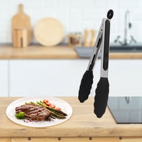 Uxcell Kitchen Tongs Silicone Tip Stainless Steel Lock Tongs Black 9"