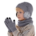 thumbnail image 5 of LIZENG Kids Fleece Lined Hat Scarf Glove Set Winter Thermal Beanie Knitted Neck Warmer Wool Mittens 3 Piece Snow Print Ski Warm Set, 5 of 7