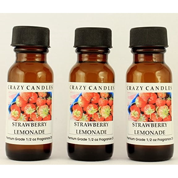 strawberry lemonade 3 bottles 1/2 fl oz each (15ml) premium grade scented fragrance oil by crazy candles