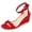 Red, variant on YDN Women Lovely Round Open Toe Buckle Strap Sandals Wavy Edge Wedge Mid Heels Pumps Bridal Party Summer Shoes Size 7 White