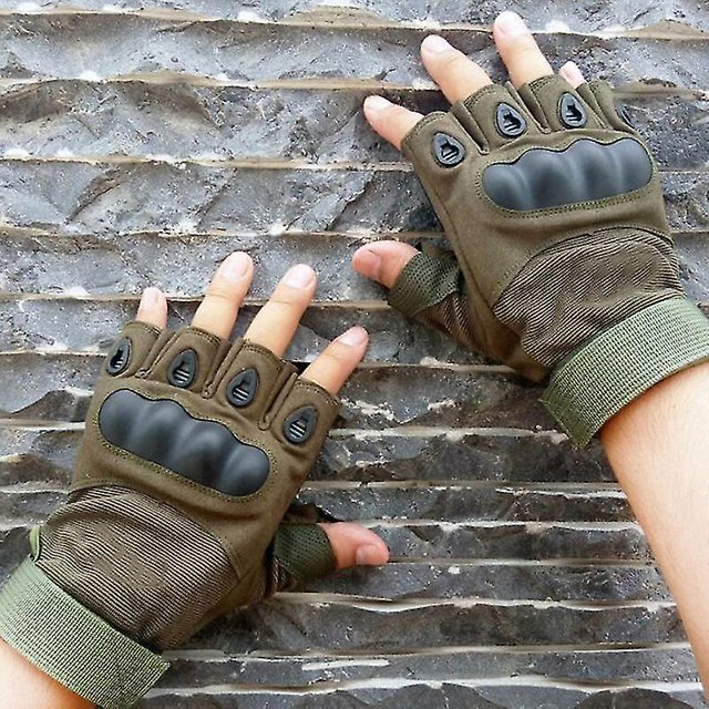 1 Pair Tactical Hard Knuckle Half Finger Gloves Army Military Fingerless