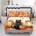 thumbnail image 5 of Glofpot Holiday 3 Piece Fitted Sheet Bedding Set For Home Decoration Watercolor Black Cat Pumpkin Maple Leaf Berry Pinecone Fall Print, 5 of 8
