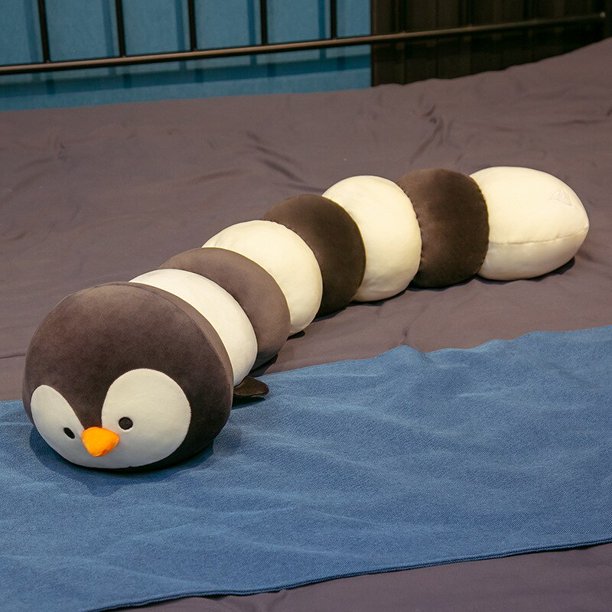 80 /100/120/150 cm cartoon caterpillar long throw pillow children's gift lovely doll Girl Birthday Gift creative Christmas gifPenguin80cm Deng Xun unisex