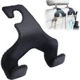 thumbnail image 1 of Car Leather Headrest Hooks, Seat Back Organizer Hooks for Hanging Grocery Bags 1 Pack Black, 1 of 4