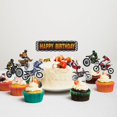thumbnail image 3 of Set de decoración para tartas en moto, fiesta de feliz cumpleaños, 7 unidades, 3 of 5