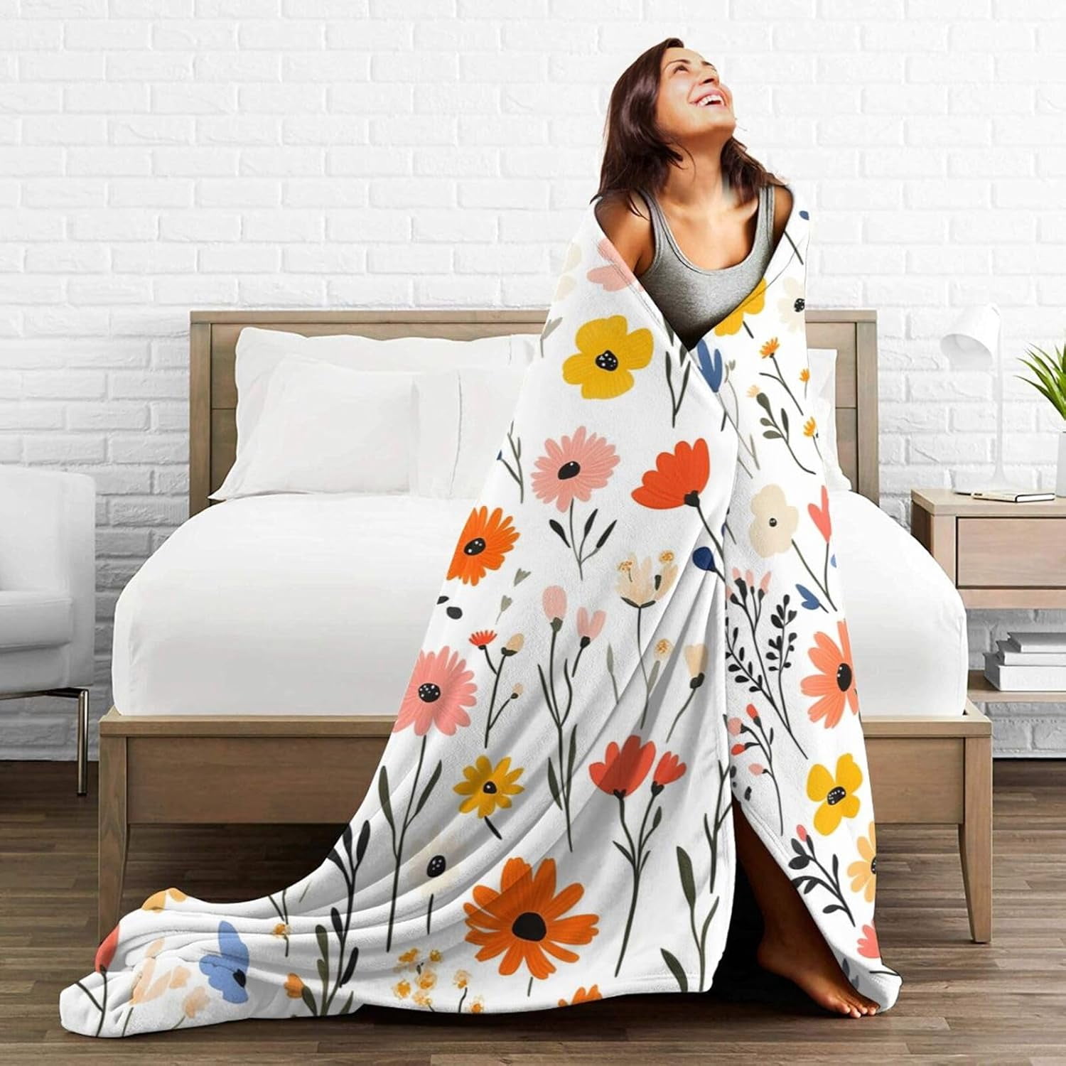 Wildflowers Fleece Blanket – Super Soft Plush Throw, 50x60 Inches, Floral Botanical Design For All Seasons - View #10