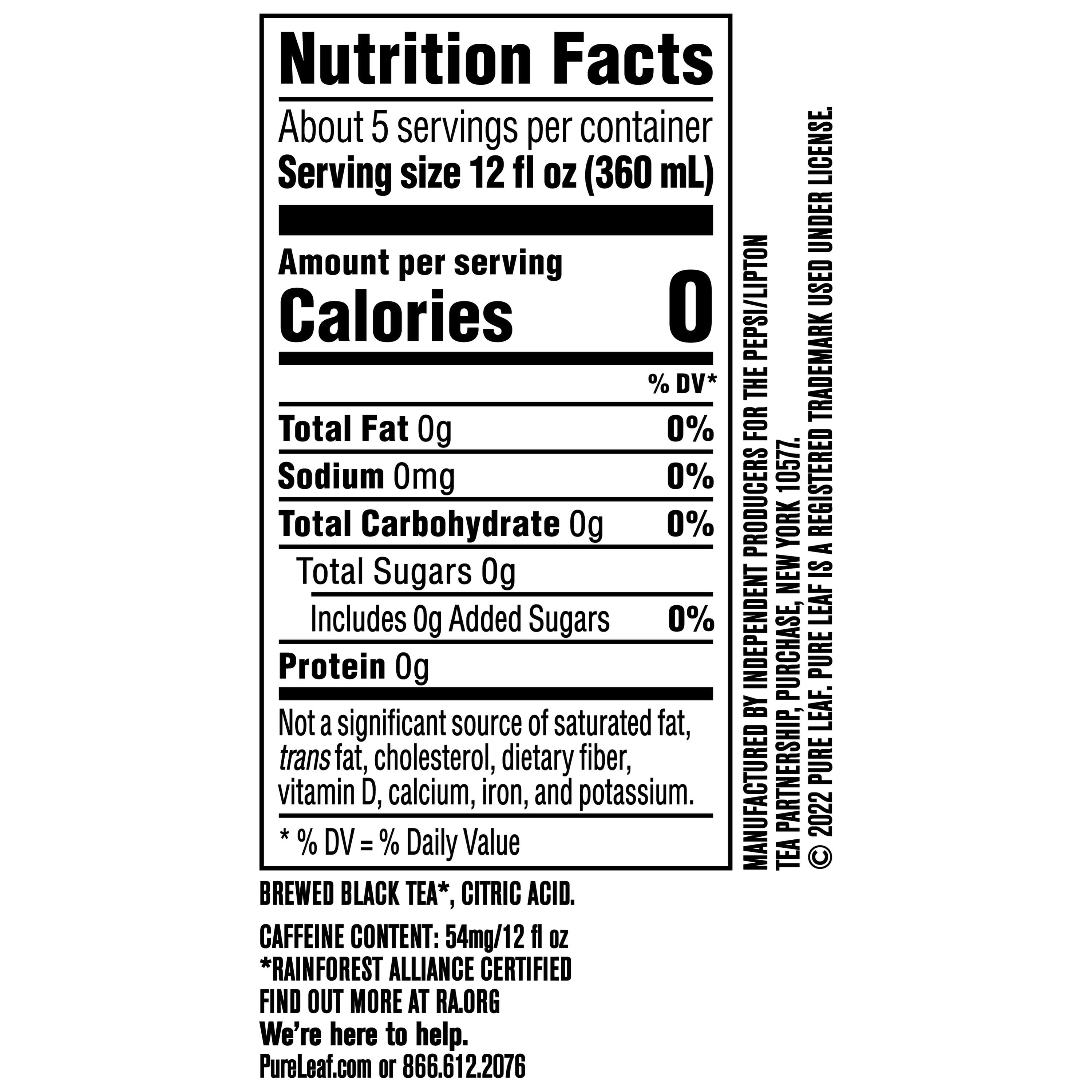Pure Leaf Real Black Tea, Unsweetened, 59 fl oz