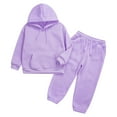 thumbnail image 4 of Kaerm Kids Hooded Tracksuit Long Sleeve Drawstring Pullover Sweatshirts with Sweatpants Set Hoodie Light Purple 110, 4 of 9