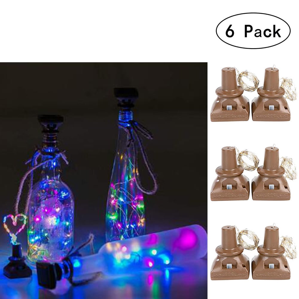 Solar Powered Bottle Lights, 6 Packs of 20 LED Waterproof Square Cork