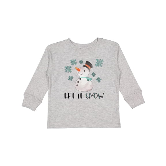 Inktastic Let It Snow Cute Snowman in Hat and Scarf Boys or Girls Long Sleeve Toddler T-Shirt