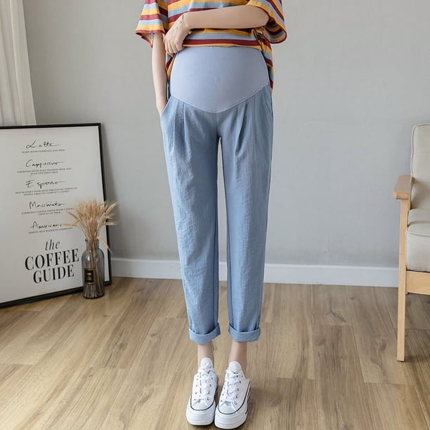 Pantalones de mujer embarazada primavera y otoño nueve puntos exterior verano delgado suelto casual leggings marea mamá
