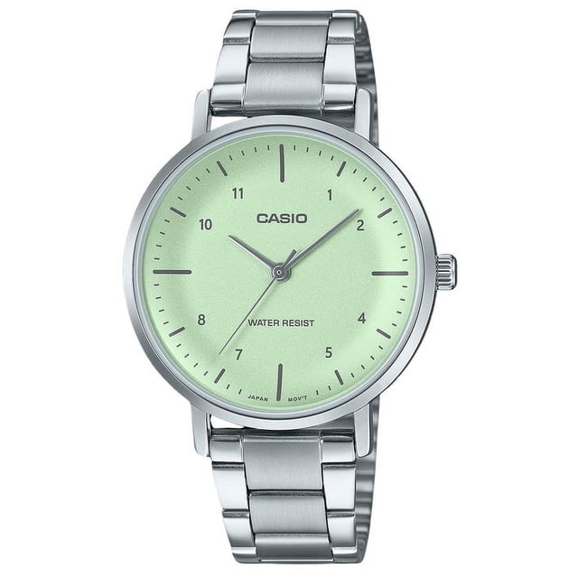 Casio Standard Montre pour Femme Analogique en Acier Inoxydable, Cadran Vert Menthe, Quartz LTP-VT03D-3B