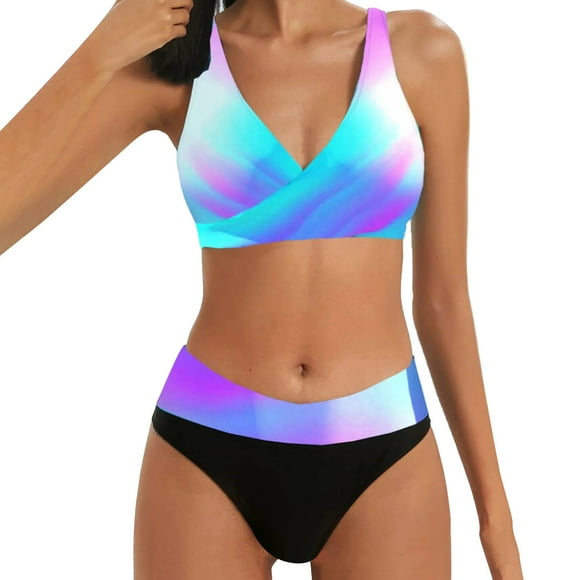 Cathalem Womens Swimsuits Bikini Bikini Sets for Women Shoulder Strap 2 Piece High Cut String Swimsuits (Purple,M)