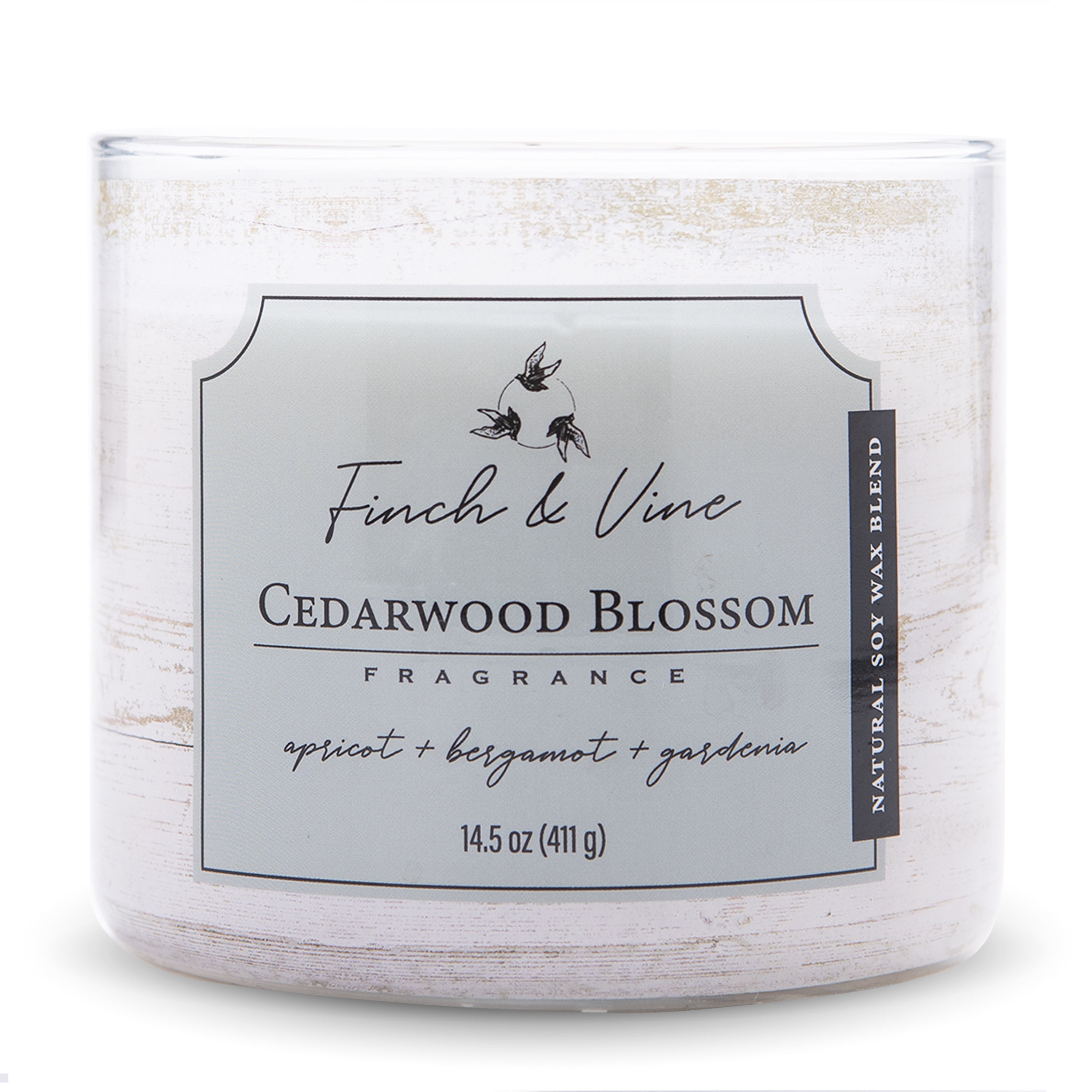 Carolina Candle Cedarwood Blossom 14.5Oz, 3 Wick Candle, White