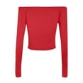 thumbnail image 4 of GEWSEY Womens Tops Long Sleeve Lightweight Shirts 2025 Fall Fashion Clothing Trendy Tops Crewneck Knit Basic Tee (Red, L), 4 of 4