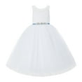 thumbnail image 2 of Ekidsbridal V-Back White Lace Flower Girl Dress Tutu Tulle Junior Pageant Wedding Ballroom Dance Recital Gown 212R4 5, 2 of 3