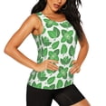 thumbnail image 2 of Balery Green Leaves Camiseta sin mangas estampada ligera para mujer, tops de entrenamiento sin mangas, camisetas de yoga transpirables de secado rápido.-Medium, 2 of 7