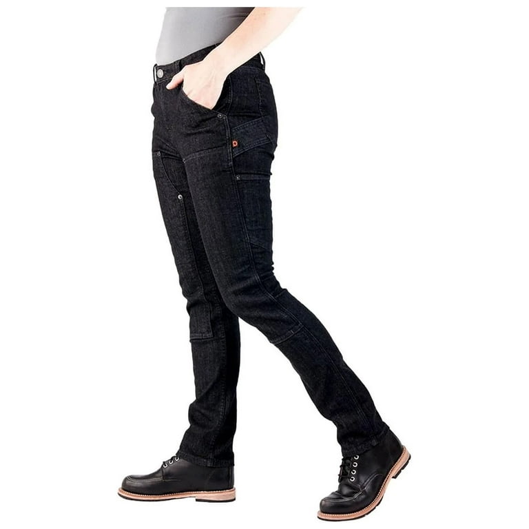 Dovetail Workwear Maven Slim, Slim Leg Fit, Cargo Pants for Women, 10  Functional Pockets, Heathered Black Denim 