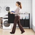 thumbnail image 3 of DSSTYLES Laundry Rack, Bamboo Tube Storage Laundry Basket with 3 Laundry Bags, Removable, 45L, Metal Frame, for Laundry Room Bathroom Living Room Bedroom, Black, 3 of 9