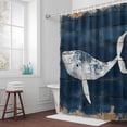 thumbnail image 3 of Whale Silhouette Bathroom Shower Curtain, Ocean Vintage Watercolor Wood Grain Waterproof Washable Soft Bath Curtain for Bathtub Decor with 12 Hooks&Grommet, 36x78 Inch, 3 of 9